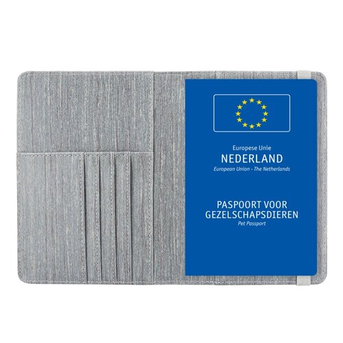 Dierenpaspoort Hoesje / 11,7 x 16,5 cm Houder voor een Europees Dierenpaspoort - D1 - Houtpatroon Grijs