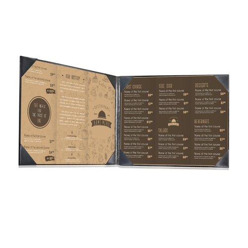 Menumap / Menukaart Mappen - 2x A4 Liggend - Zwart