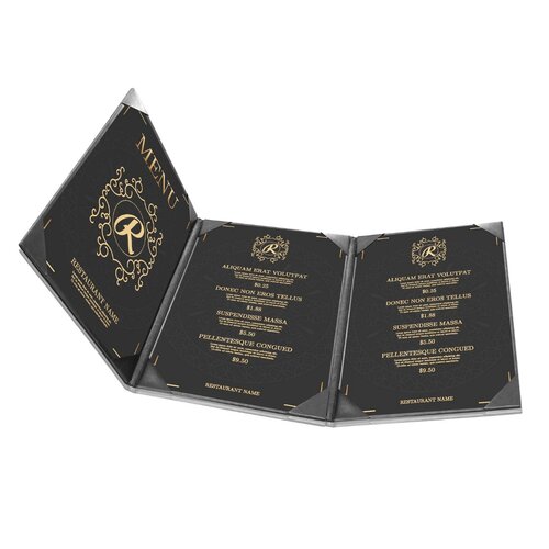 Menumap / Menukaart Mappen - 3x A4 - Zwart