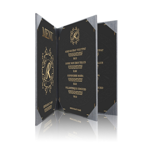 Menumap / Menukaart Mappen - 4x A4 - Houtpatroon Grijs