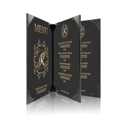 Menumap / Menukaart Mappen - 4x A4 - Houtpatroon Zwart