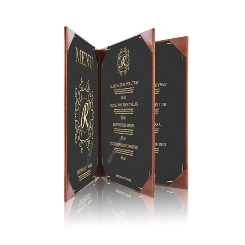 Menumap / Menukaart Mappen - 4x A5 - Donkerbruin