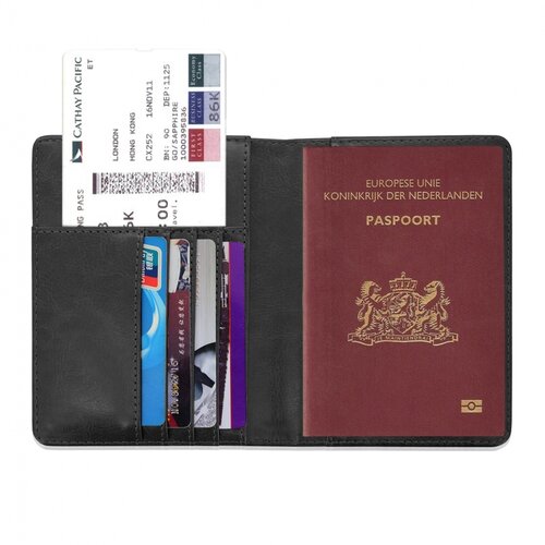 Paspoorthoesje / 10,5 x 14cm Paspoorthouder - V1 - Zwart