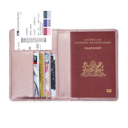 Paspoorthoesje / 10,5 x 14cm Paspoorthouder - V1 - Rose Goud