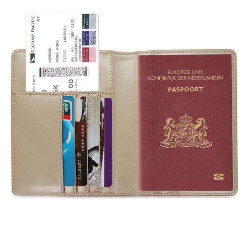 Paspoorthoesje / 10,5 x 14cm Paspoorthouder - V1 - Champagne Goud