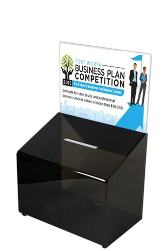 Zwarte Donatiebox met A5 Posterhouder / Suggestiebox / Ideeënbus - Type DSE-A5