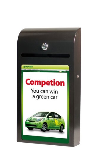 Zwarte Donatiebox / Actiebox / Ideeënbus - Met Posterhouder & Slot - Type DSE-1