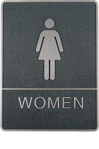 OP=OP - Pictogram Deurbordje / Toiletbordje / Infobord met braille - 15cm x 20cm - Zelfklevend - type: Vrouw