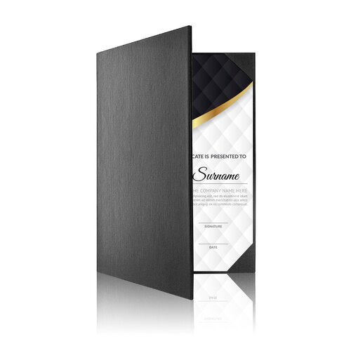 Rapportmap / Diplomamap / Certificaat Mappen - 2x A4 - Houtpatroon Zwart