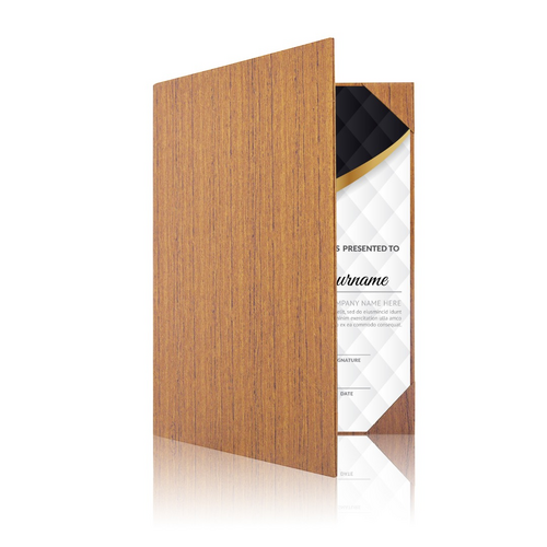 Rapportmap / Diplomamap / Certificaat Mappen - 2x A4 - Houtpatroon Bruin