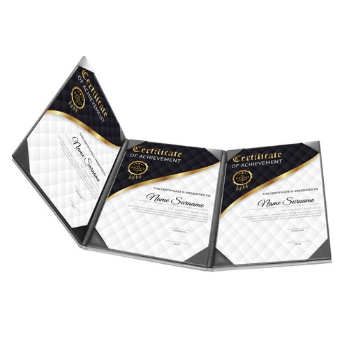 Rapportmap / Diplomamap / Certificaat Mappen - 3x A4 - Zwart