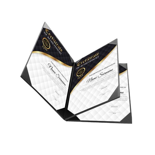 Rapportmap / Diplomamap / Certificaat Mappen - 4x A4 - Houtpatroon Zwart