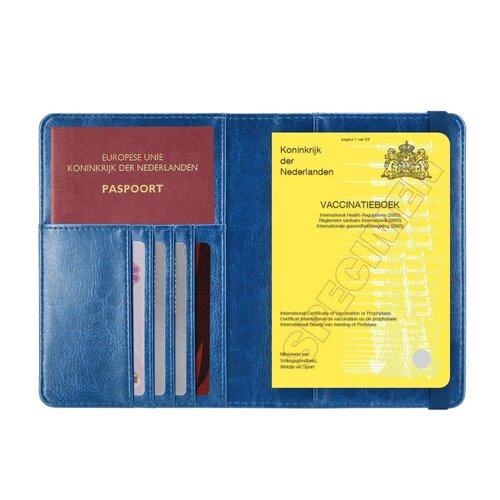 Vaccinatiepaspoort Hoesje / 11,7 x 16,5 cm Mapje voor het Gele Boekje / Vaccinatieboekje - D1 - Donkerblauw