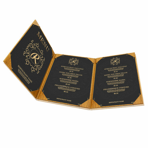 Menumap / Menukaart Mappen - 3x A4 - Houtpatroon Bruin