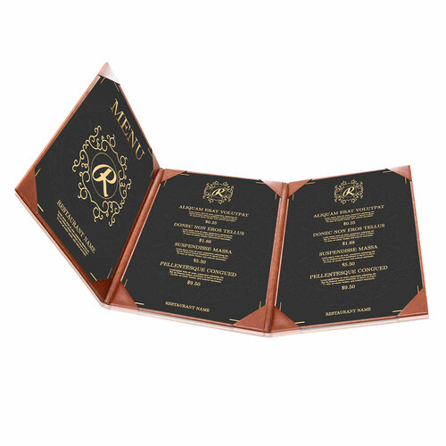 Menumap / Menukaart Mappen - 3x A4 - Donkerbruin