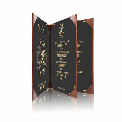 Menumap / Menukaart Mappen - 4x A4 - Donkerbruin