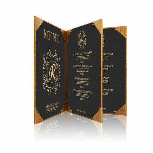 Menumap / Menukaart Mappen - 4x A4 - Houtpatroon Bruin