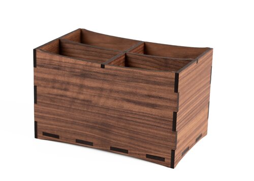 Bestekbakje / 4-vaks Bestek Caddy / Houten Tafelcaddy - Type: Donker Eiken (geolied)