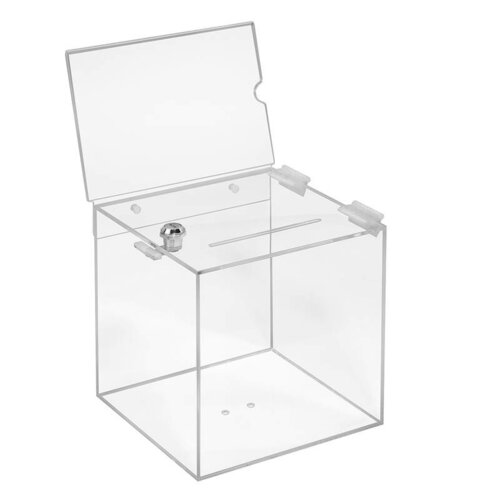 20cm Transparante Donatiebox / Ideeënbus met Slot en A5 Posterhouder