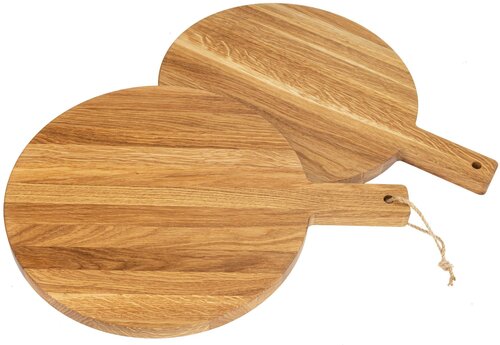30cm - Ronde Houten Snijplank met Handvat / Pizzaplank / Serveerplank - type HRH-Eiken