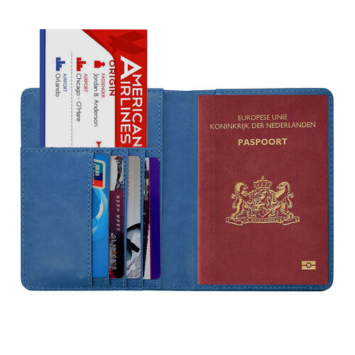 Paspoorthoesje / 10,5 x 14cm Paspoorthouder - V1 - Donkerblauw