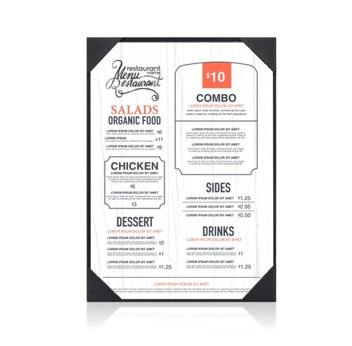 Menumap / Menukaart Mappen - 1x A5 - Zwart