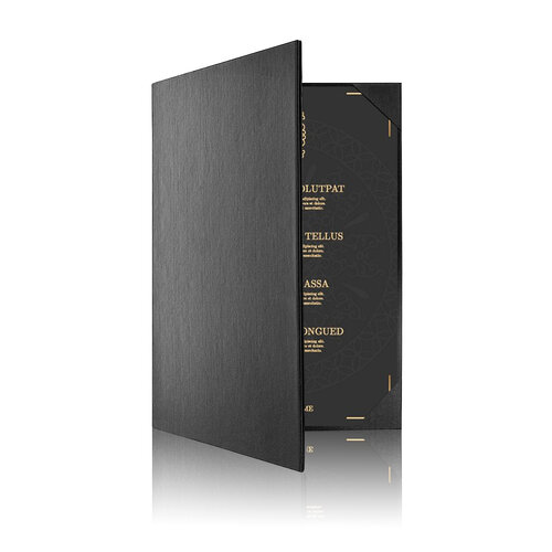 Menumap / Menukaart Mappen - 2x A5 - Houtpatroon Zwart