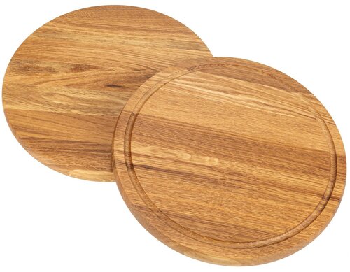 30cm - Ronde Houten Snijplank met Sapgoot / Pizzaplank / Serveerplank - type HRS-Eiken-30