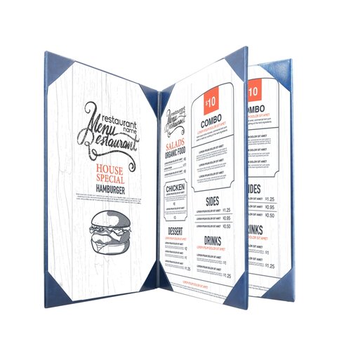 Menumap / Menukaart Mappen - 4x A4 - Donkerblauw