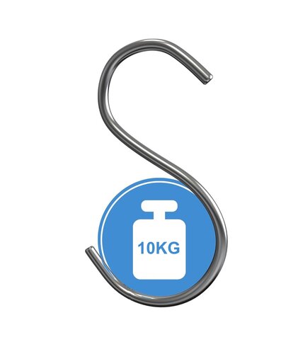 Premium Roestvrijstalen (RVS) S-Haak - Dikte 3mm - Draaggewicht 10kg