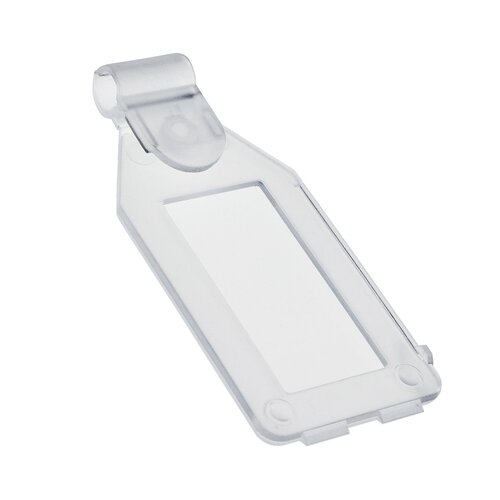 100 stuks - Transparante Prijslabel / Displayhaak Scanvaantje / Pendelclip / Prijskaarthouder - 25 x 38 mm - type: PCL-38T (Small-4)