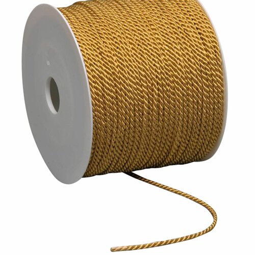 Labelkoord / Folderkoord Gedraaid Textiel - Goud - 100 Meter op Rol