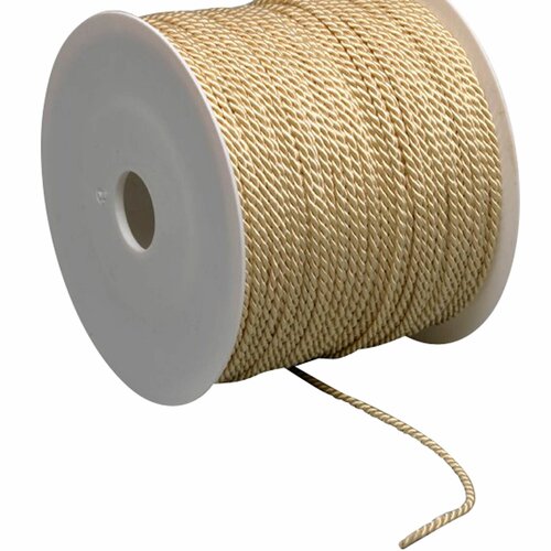 Labelkoord / Folderkoord Gedraaid Textiel - Beige - 100 Meter op Rol