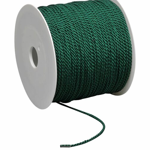 Labelkoord / Folderkoord Gedraaid Textiel - Donkergroen - 100 Meter op Rol