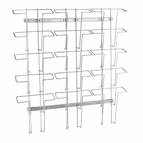 A4 (15 vakken) Brochurehouder / Wandfolderhouder - Staaldraad Muurstandaard - Type: Steel-1075
