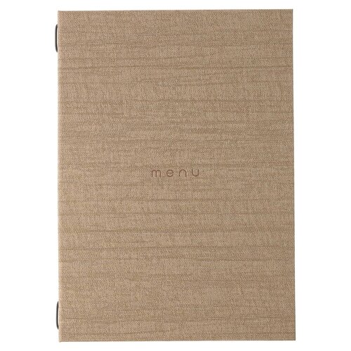 A4 Menumap met insteekhoezen (uitbreidbaar van 4 tot 8 menukaarten) - Type: Luxury "MENU" Sand A4