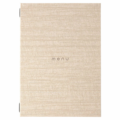 A4 Menumap met insteekhoezen (uitbreidbaar van 4 tot 8 menukaarten) - Type: Luxury "MENU" Ivory A4