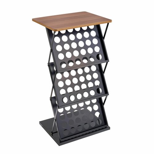 Opvouwbare Beursbalie + Brochurehouder / Lessenaar -  Zwart en Beuken - 6x A4 - Type S-1056