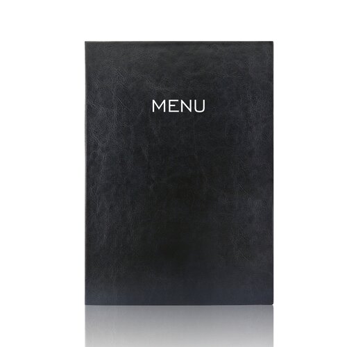 A4 Menumap voor 2 menukaarten - Zwart + Opdruk MENU - Wit - Lay-out 2