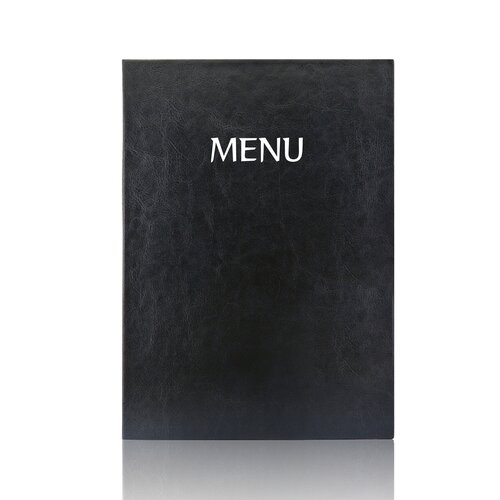 A4 Menumap voor 2 menukaarten - Zwart + Opdruk MENU - Wit - Lay-out 3