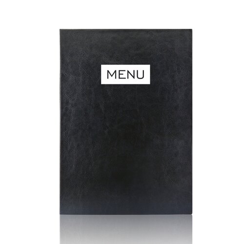 A4 Menumap voor 2 menukaarten - Zwart + Opdruk MENU - Wit - Lay-out 4